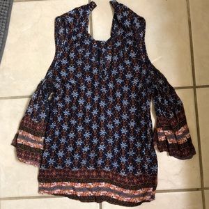 Floral Cold-Shoulder Blouse